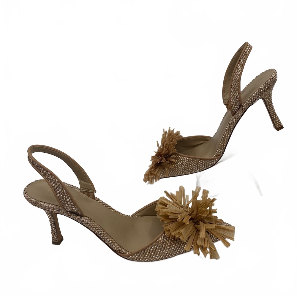 Ann Taylor Tan Heels Kerry Straw Heels Slingback | Womens 9